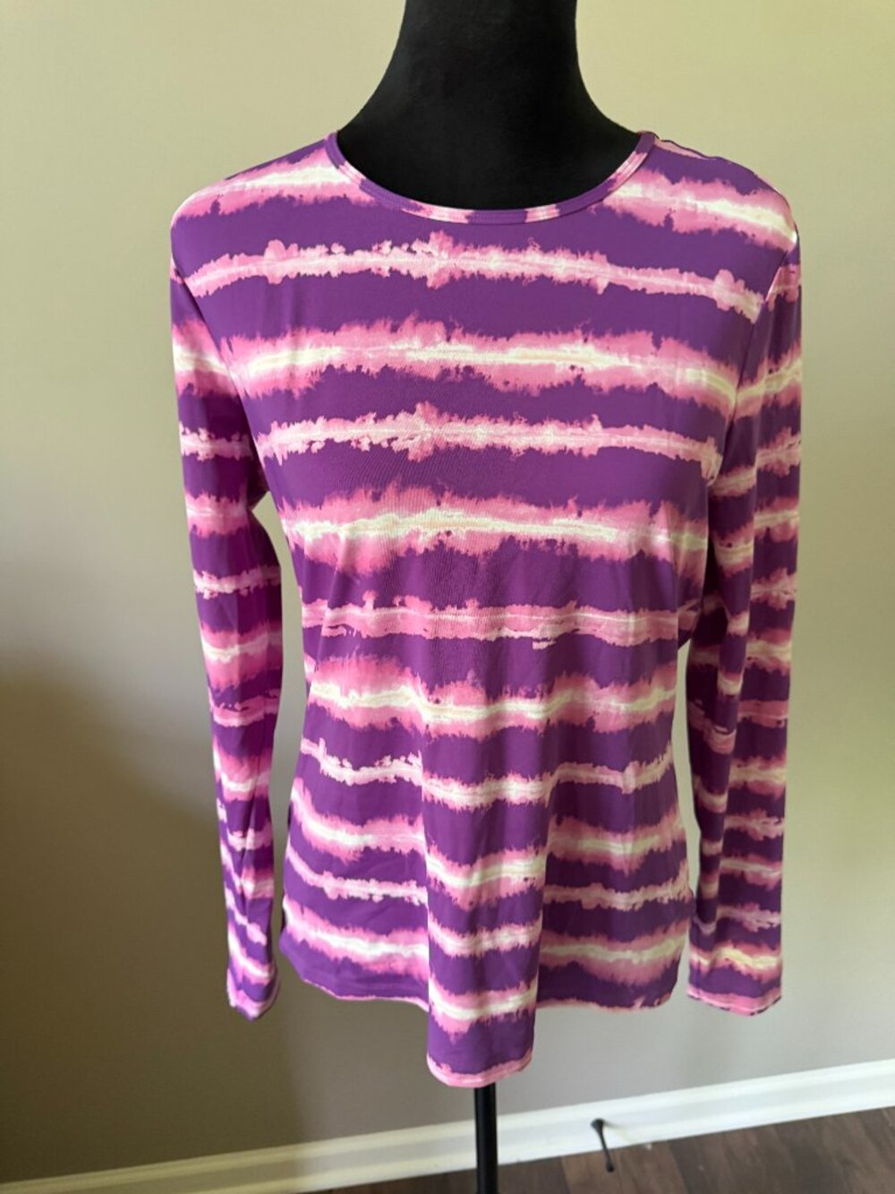 Land's End Purple & Pink Tie Dye Long Sleeve Top Medium